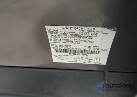 2014 Ford Taurus Sel из США, поврежденный, VIN 1FAHP2E85EG159027